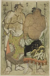 Lutteurs de sumo du groupe occidental : (droite) Kashiwado Kandayu d