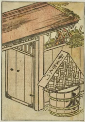 La porte du nouveau Yoshiwara, frontispice du troisième volume de "Miroir des belles femmes des quartiers de plaisir (Seiro bijin awase sugata kagami)"