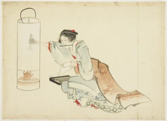 Dame ajustant une lampe, c.1815-1849