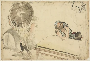 Fabricant de mochi et fabricant de tatami (deux croquis)