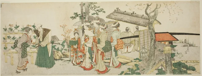 Un groupe de jeunes femmes entrant dans le jardin d