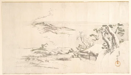 Un paysage enneigé sous des nuages gris