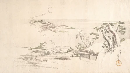 Paysage enneigé avec nuages gris