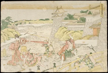 Acte III de la pièce *Kanadehon Chūshingura*, « Abécédaire en kana du Trésor des vassaux fidèles »