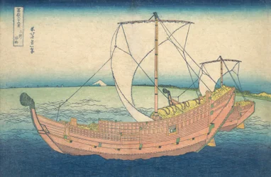 Bateaux en mer au large de Kazusa, de la série "36 vues du mont Fuji"