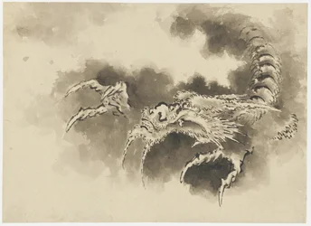 Dragon émergeant des nuages, période Edo