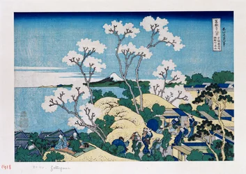 Le Fuji depuis Gotenyama à Shinagawa sur le Tōkaidō, de la série « Les trente-six vues du mont Fuji »