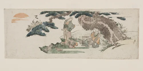 J? et Uba, le couple ancien de Takasago (estampe sur bois en couleur)