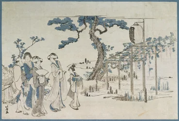 Dames Visitant les Jardins de Glycine à Kameido
