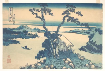 Le lac Suwa dans la province de Shinano (Shinshū Suwako), tiré de la série « Les trente-six vues du mont Fuji » (Fugaku sanjūrokkei)