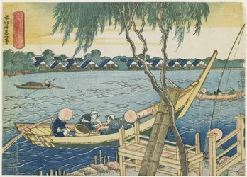 Pêche à la ligne sur la rivière Miyato, 1832-1834