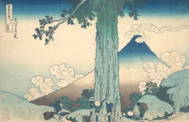 Passage de Mishima dans la province de Kai Koshu Mishima goe, de la série Trente-six vues..., vers 1830-32