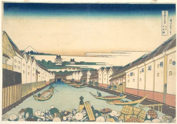 Nihonbashi à Edo (Edo Nihonbashi), tiré de la série « Les trente-six vues du mont Fuji » (Fugaku sanjūrokkei)