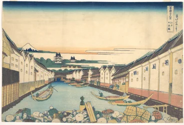Nihonbashi à Edo (Edo Nihonbashi), tiré de la série « Les trente-six vues du mont Fuji » (Fugaku sanjūrokkei)