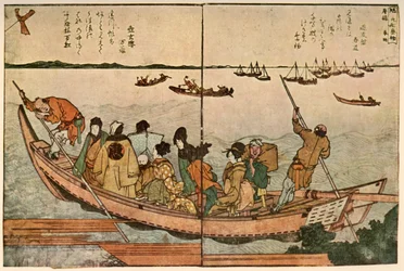 Passagers sur un bateau traversant la rivière Sumida au Japon