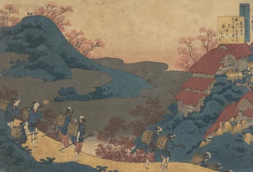 Poème de Sarumaru Dayu, de la série Cent poèmes expliqués par la nourrice Hyakunin, 1839