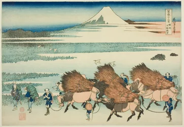 Rizières à Ono dans la province de Suruga (Sunshu Ono shinden), de la série "Trente-six vues du mont Fuji (Fugaku sanjurokkei)"