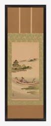 Paysage fluvial : bac et mont Fuji, période Edo
