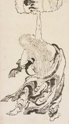 Shojo soulevant un tonneau de saké, période Edo, vers 1840