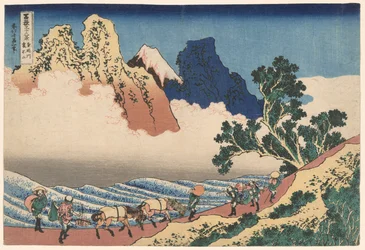 Le dos du mont Fuji vu de la rivière Minobu (Minobugawa Urafuji), de la série Trente-six vues du mont Fuji (Fugaku sanjurokkei)