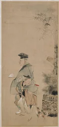 Deux artistes se promenant au Nouvel An, période Edo, ca. 1798-1801