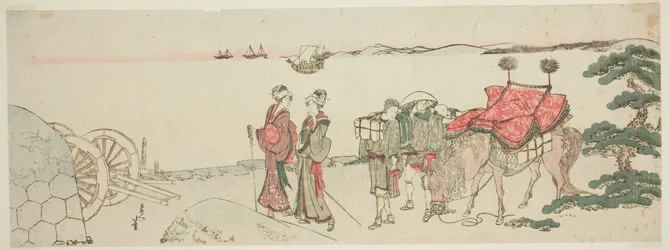 Femmes et accompagnateurs à la plage de Tanakawa