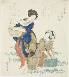 Deux femmes cueillant des herbes