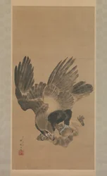 Aigle attaquant un singe, 1885