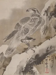Aigle tenant un petit oiseau, vers 1887