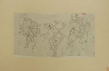 Trois danseurs de Kyogen, fin du 19e siècle
