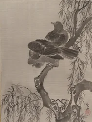 Deux oiseaux sur une branche, vers 1887