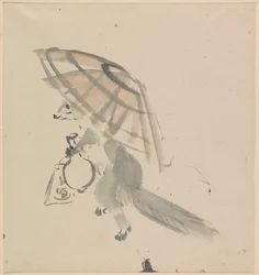 Renard avec carafe et parasol