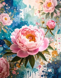 Aquarelle de pivoines roses