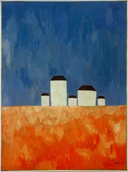 Paysage avec cinq maisons