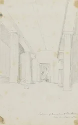 Intérieur des fouilles à Beni Hassan, Égypte