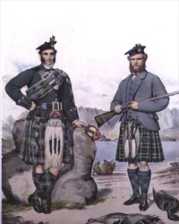 Chasseurs en kilt des Hébrides, gravé par Vincent Brooks, vers 1868
