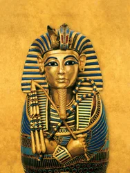 Illustration composite de la coffrette pour les viscères de Toutankhamon; Toutankhamon