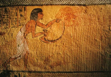 Peinture de la moisson du blé, Tombe de Sennedjem, Deir el Medina, 2003 (photo)