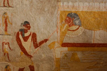 Chambre funéraire et détails de peinture, Reine Qalhata, peintures funéraires, Pharaons noirs, Nu..., 2007
