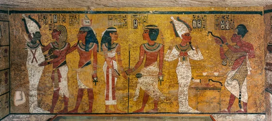 Peinture murale dans la tombe du roi Toutankhamon, Égypte, Nouvel Empire, Toutankhamon, Vallée des Rois