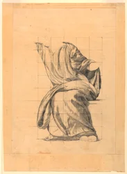 Étude de draperie pour la figure de la Paix dans "La Bienfaisance de la Loi," Mural au Palais de Justice du comté d