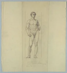 Étude de nu pour la figure de "Courage," fenêtre commémorative pour Jacob Dolson Cox, Oberlin College