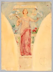 Personnification de "Textiles," étude pour le dôme du bâtiment des fabricants, Exposition universelle de Chicago, IL