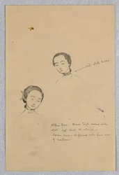 Esquisse de deux têtes féminines pour la figure chinoise dans "Le Mariage de l