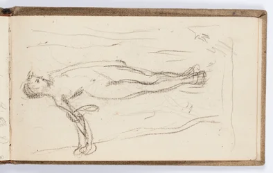 Page de carnet de croquis : Figure debout avec bâton