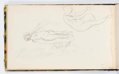 Page de carnet de croquis : Deux figures féminines nues