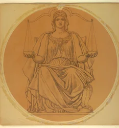 Étude pour "Justice," Lunette dans le palais de justice du comté de Hudson, Jersey City, NJ