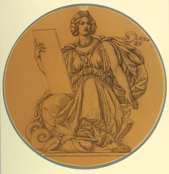Étude pour "La Loi," Lunette au palais de justice du comté de Hudson, Jersey City, NJ