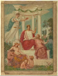 La bienfaisance de la loi, conception pour une fresque au palais de justice du comté d