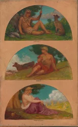 Le progrès de la civilisation : Chasse, élevage, agriculture (étude murale, State Capitol, Des Moines, Iowa)
